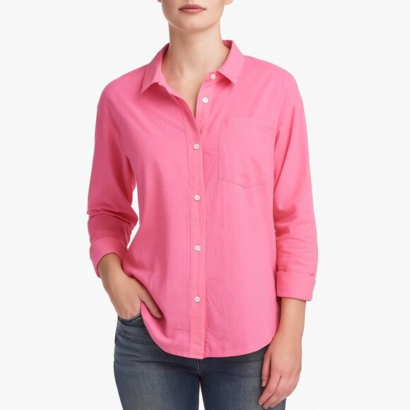 Andree By Unit Women's Pink Long Sleeve Button Down Cotton Shirt Size S NWT - Picture 1 of 3
